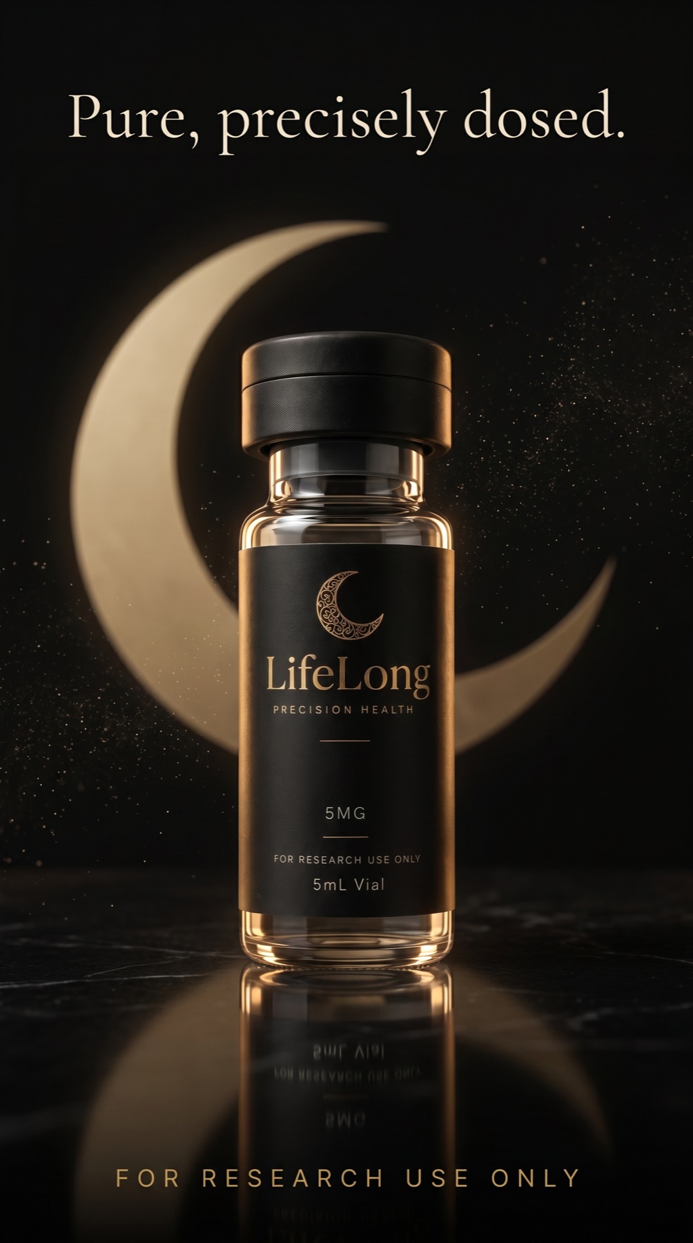 LifeLong research vial — pure, precisely dosed. For research use only.